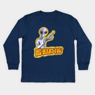 Alien Recruiter Retro Kids Long Sleeve T-Shirt